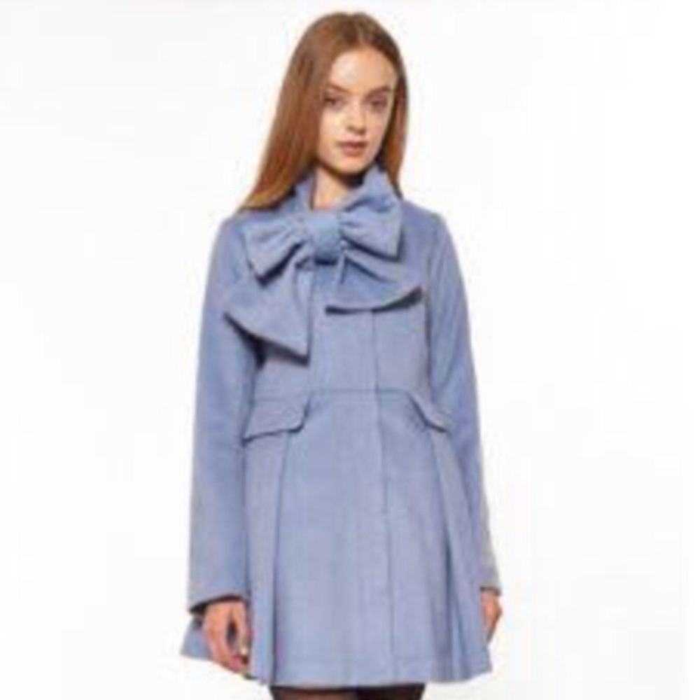 Supreme.la.la Blue Bow-tie Collar Wool Coat